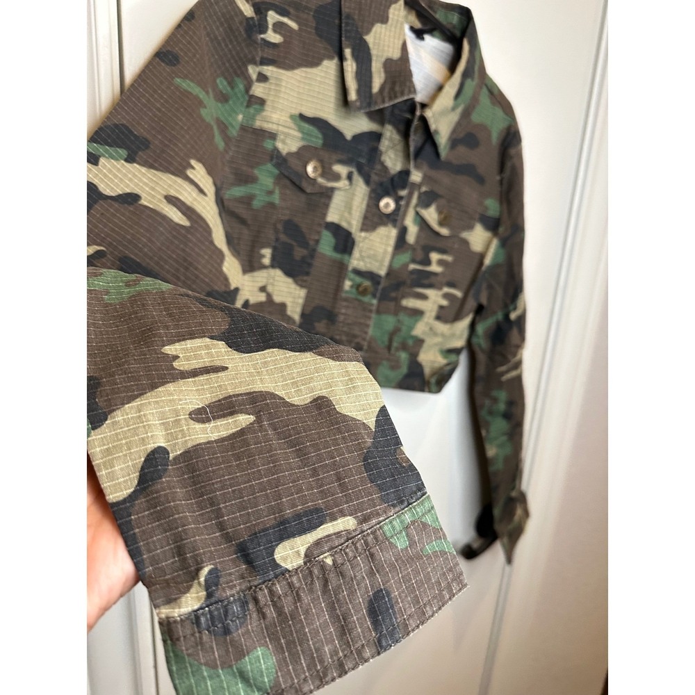Sashimi Womens Cropped Camo Jacket Ripstop Utility Woodland Camouflage Large - Picture 3 of 7